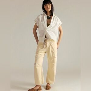 NWT We The Free Pull On Barrel Distressed Jeans